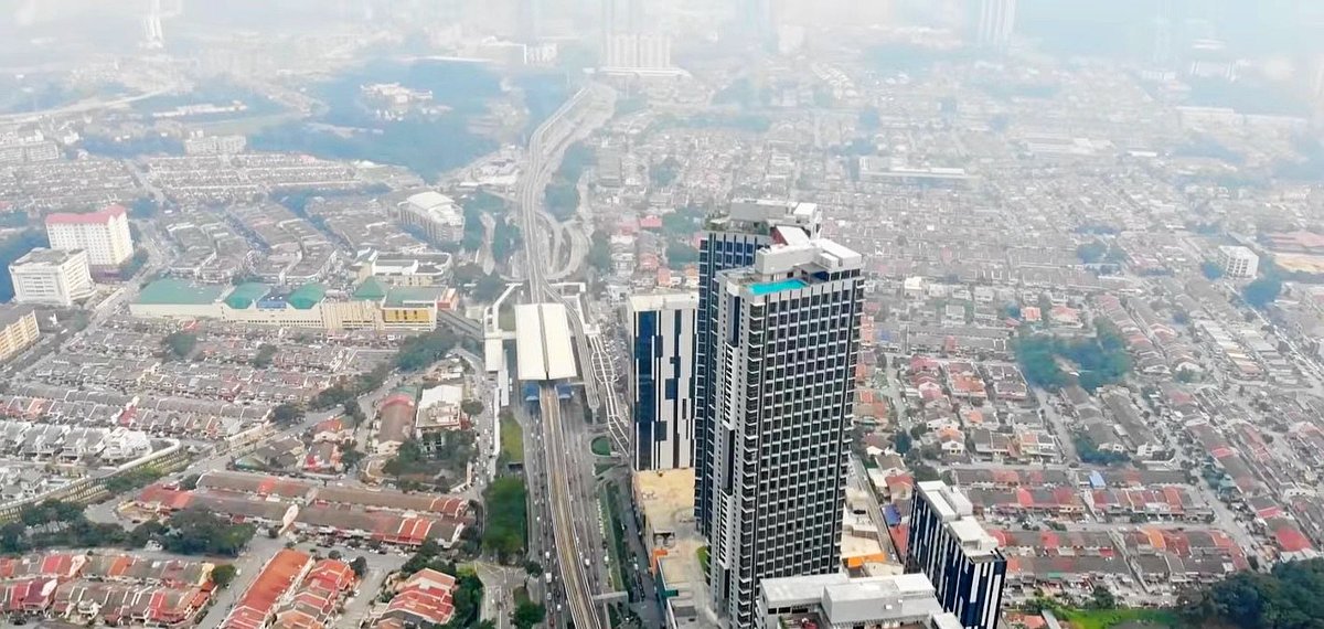 Aerial view of the Taman Mutiara MRT station and surrounding