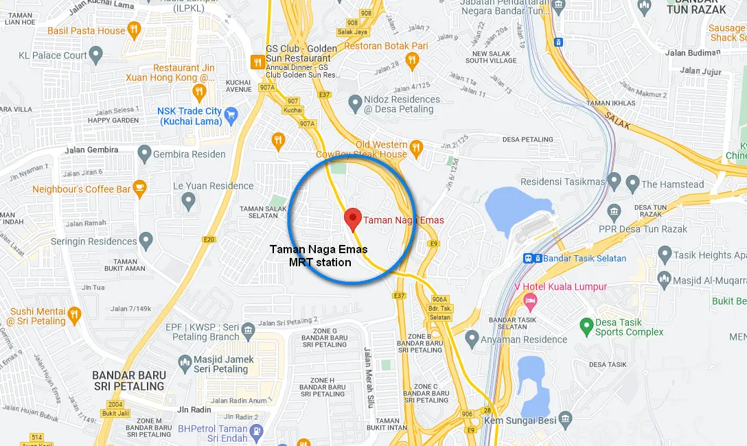 Location of Taman Naga Emas MRT station
