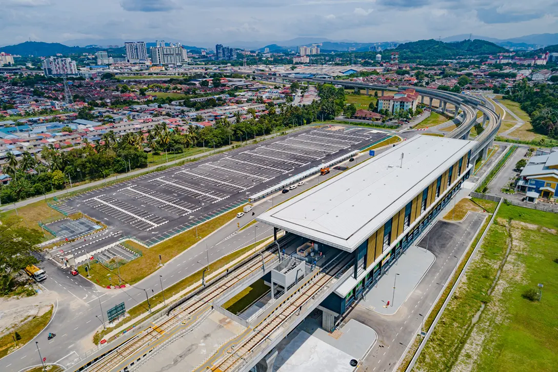 Aerial view of the UPM MRT Station showing the rectification of defects in progress.