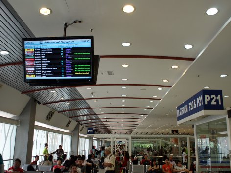Information monitors at waiting area