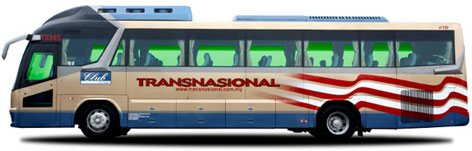 Transnasional Bus servicing routes between Melaka and klia2