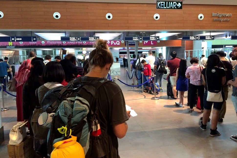 Passengers queuing up at the Immigration counters