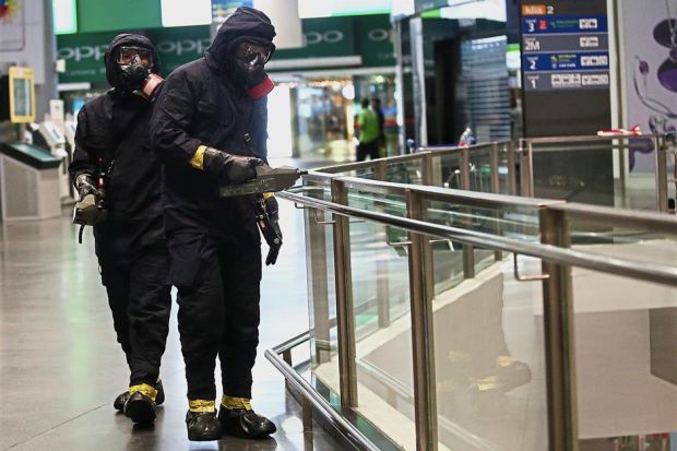 Safety measures: Police and other agencies conducting a joint sweep of the path Jong-nam took after the Feb 13 attack at the KLIA2 departure terminal. ?IZZRAFIQ ALIAS/The Star