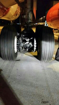 Plane's main gear in depression at klia2. The Malaysian Insider pic, May 20, 2014.