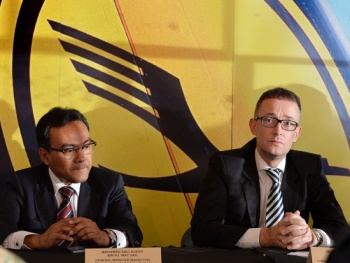 Sallaudin (left) and Altmann speaking at a media briefing yesterday