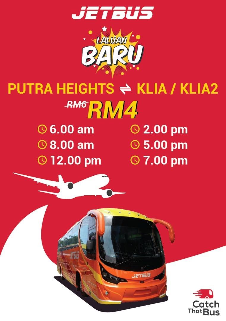 Jetbus schedule from Putra Heights LRT station to klia2