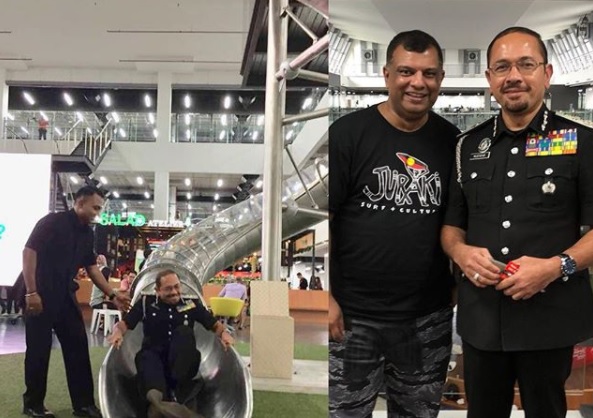 Immigration director-general Datuk Seri Mustafar Ali took a ride on RedQ’s gigantic winding slide while on a visit to the facility.