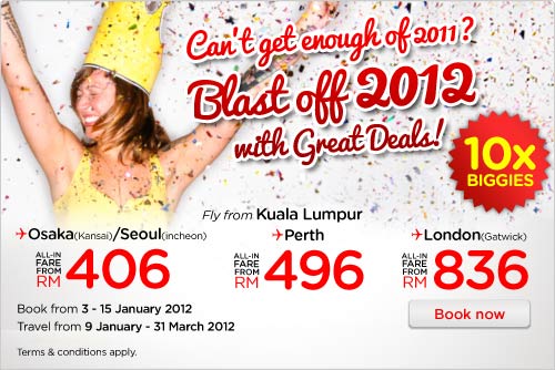 AirAsia Promotion - Cant Get Enough of 2011? Blast Off 2012 With Great Deals!