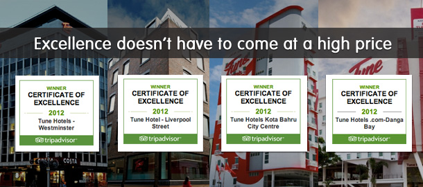 TuneHotels Promotion - Certificate of Excellence