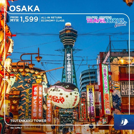 Osaka - all-in return fares from MYR 1599
