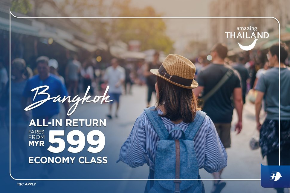 Bangkok, all-in return fares from MYR 599