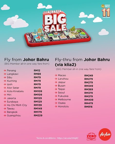 Fly from Johor Bahru