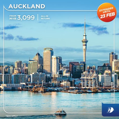 Auckland, all-in return from MYR3,099