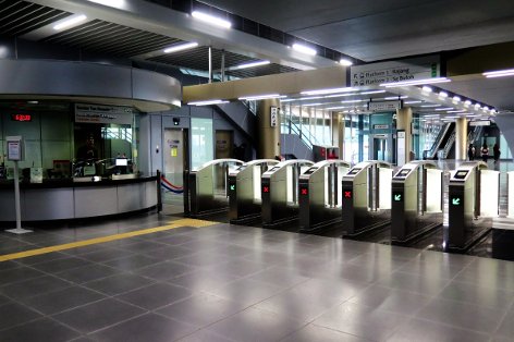 Fare gates and customer service office at Bandar Tun Hussein Onn MRT station