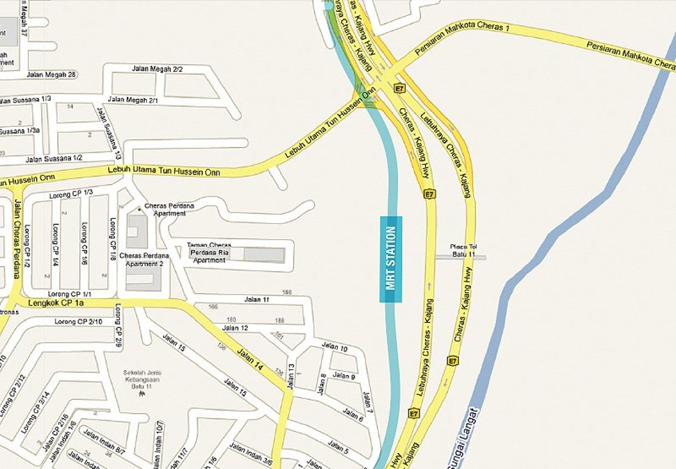 Bandar Tun Hussein Onn MRT station Map