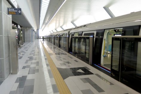 An MRT waiting at station's platform 2
