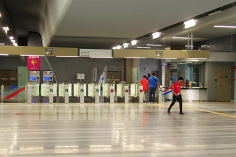 Access gates on concourse level at Kwasa Sentral station