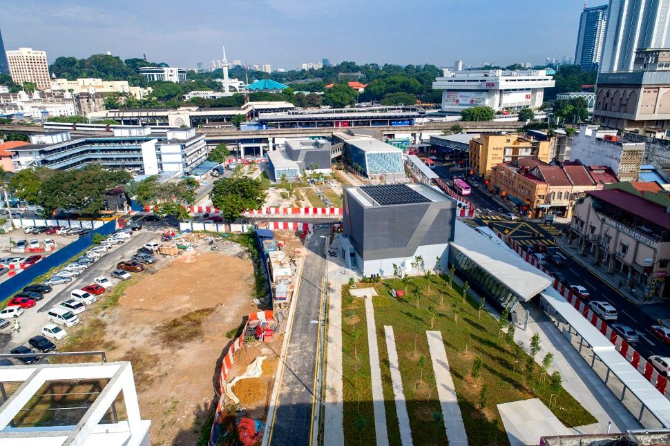 Aerial view of Pasar Seni MRT Station and its surrounding
