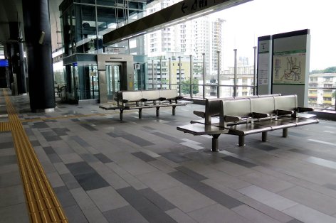 Waiting area at boarding level