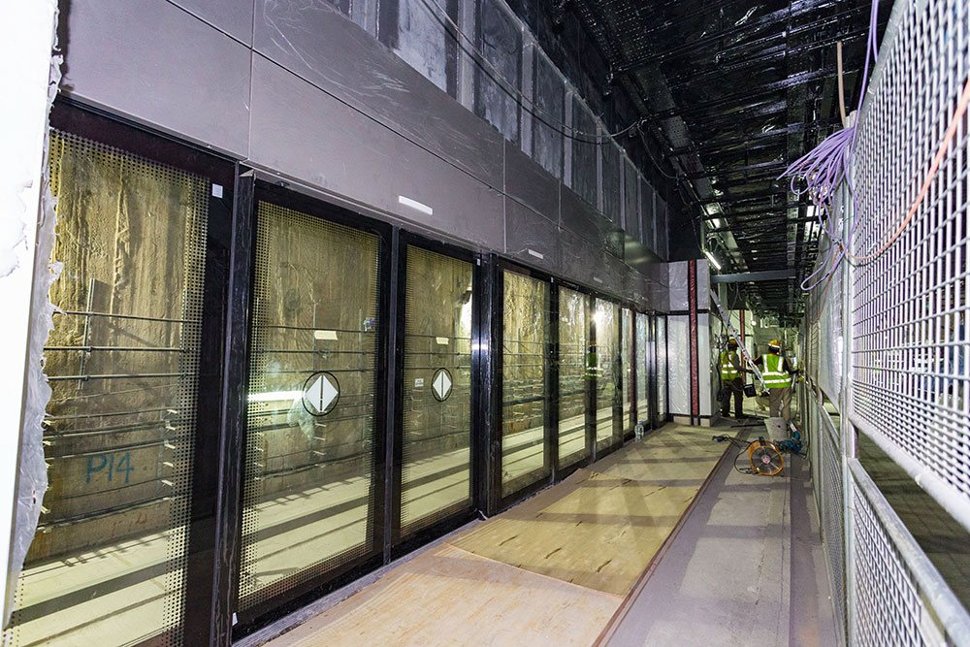Platform screen doors that have been installed inside the Bukit Bintang Station. (Feb 2017)