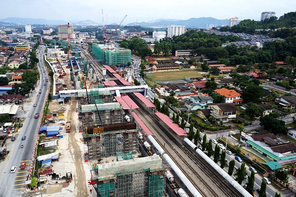 View of the construction of the Kajang MRT Station next to the Kajang KTM Komuter Station. Feb 2015