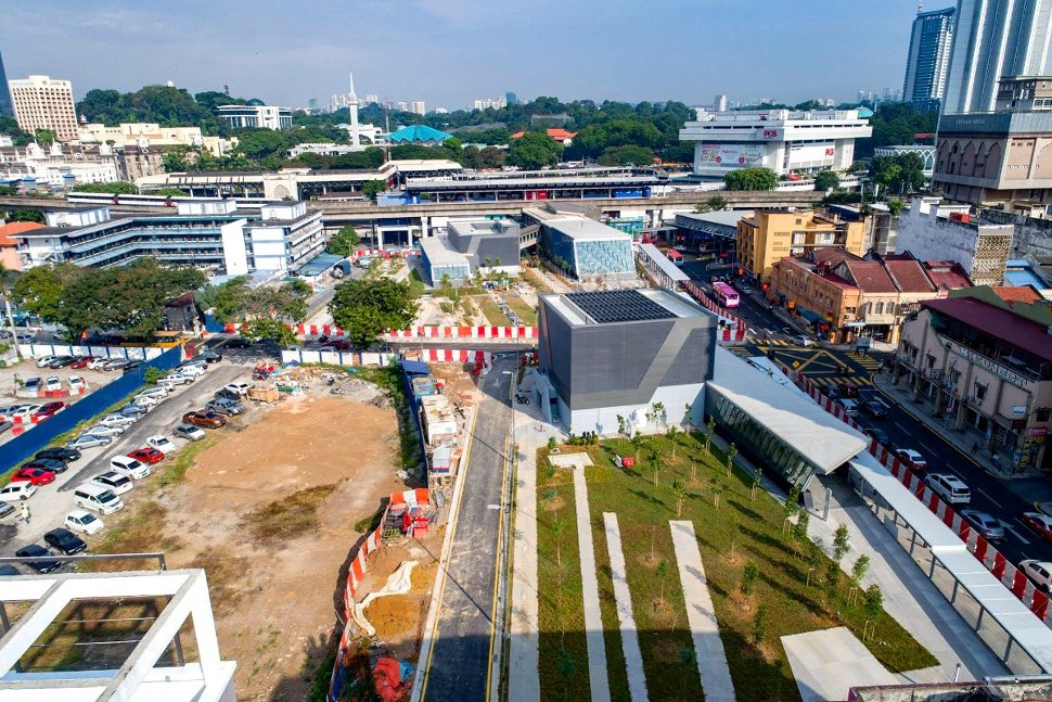 Aerial view of Pasar Seni MRT Station and its surrounding (Jan 2017)