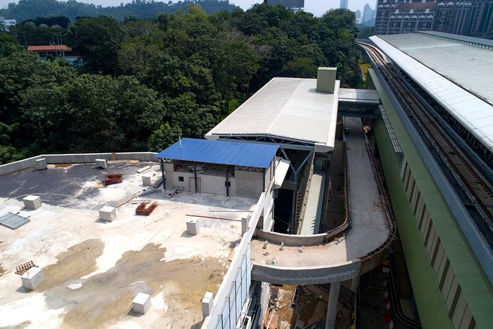 Construction of exit ramp from the Phileo Damansara Station multi-storey park and ride parking facility. (Dec 2016)