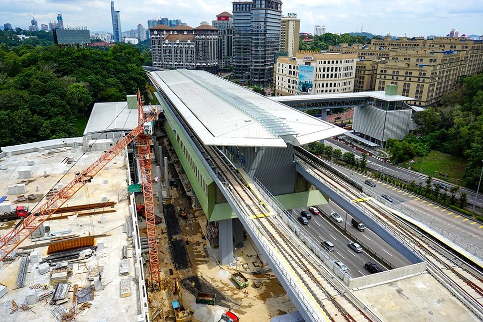 View of the Phileo Damansara MRT Station undergoing construction works. (Oct 2016)