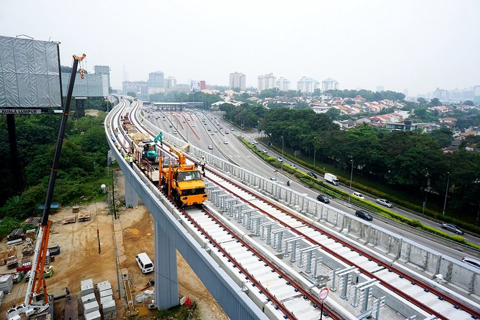 Track works on the completed guideway along SPRINT Highway. (Sep 2015)