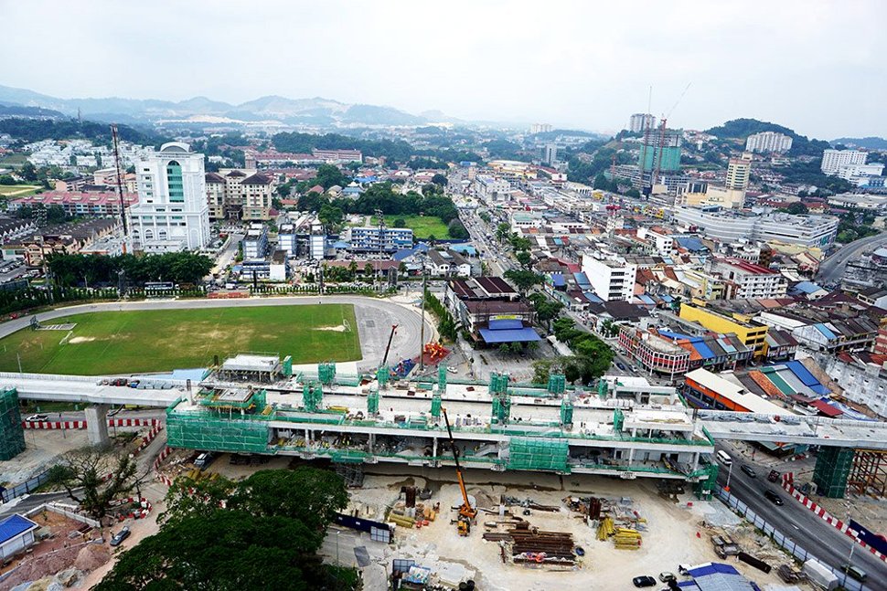 Aerial view of the Stadium Kajang Station which is under construction. Jul 2015