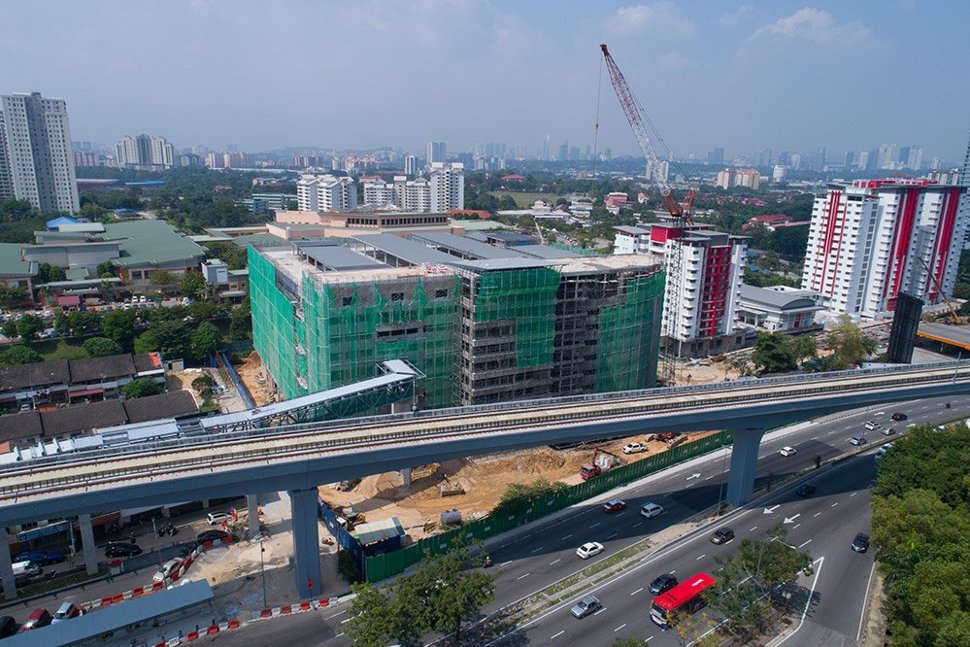 The multi-storey park and ride parking facility undergoing construction at the Taman Midah Station. (Jan 2017)
