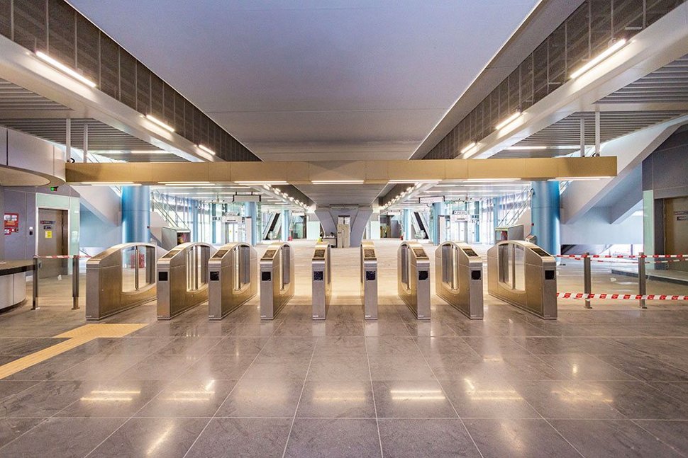The automated fare collection gates that have been installed inside the Taman Midah Station. (Mar 2017)