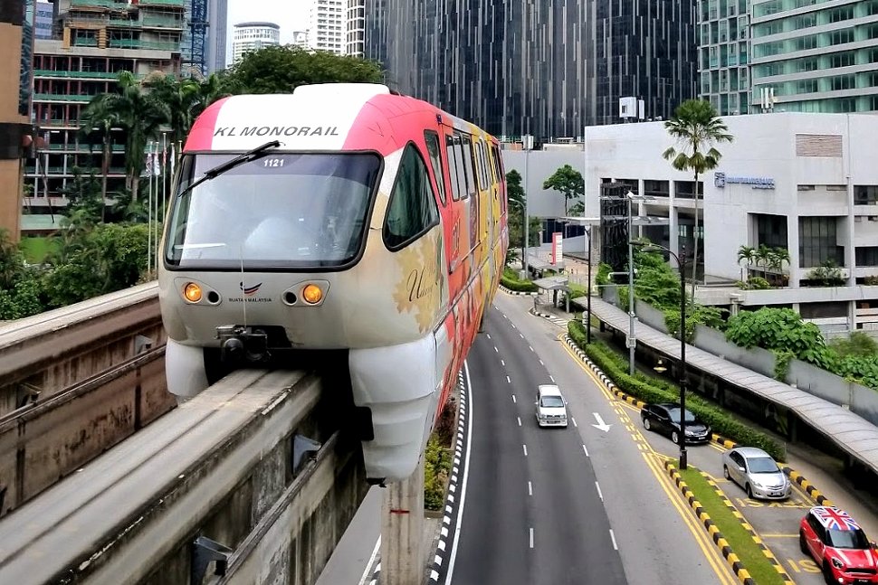 Monorail train approaching the station