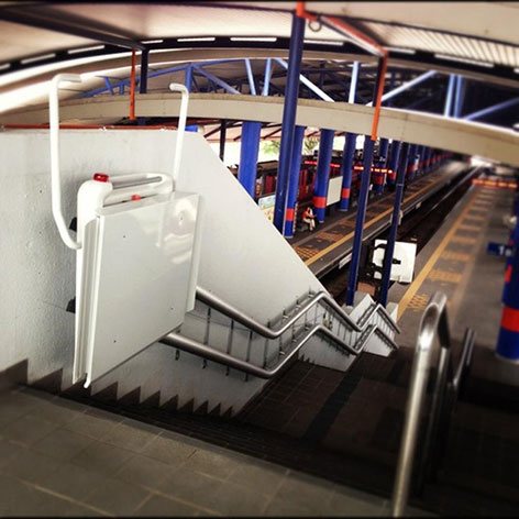 Staircase access to boarding platforms