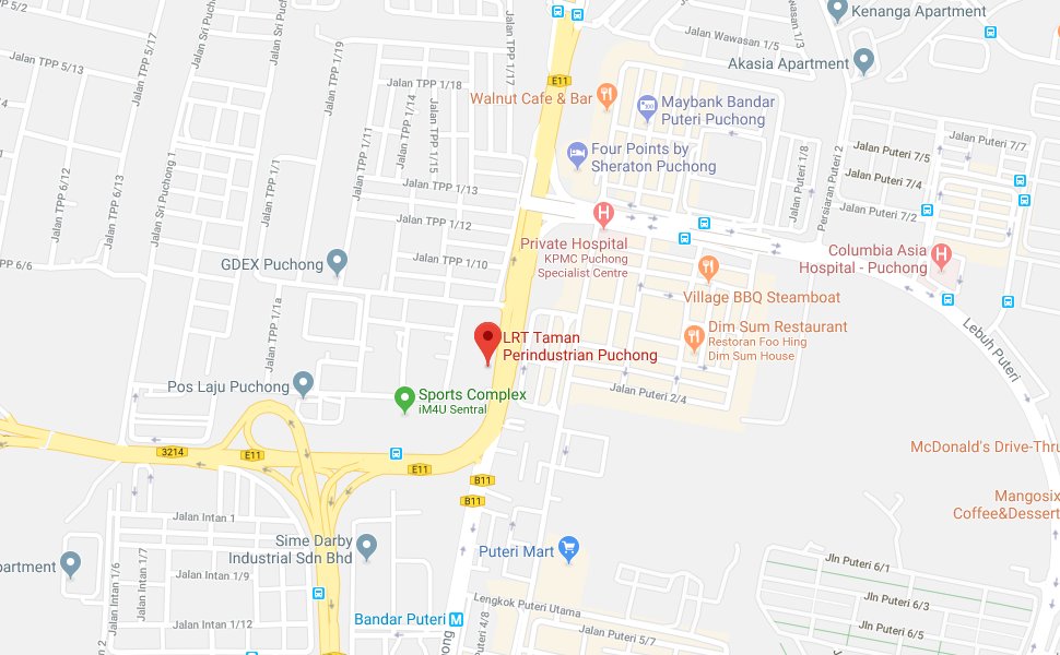 Location of Taman Perindustrian Puchong LRT Station