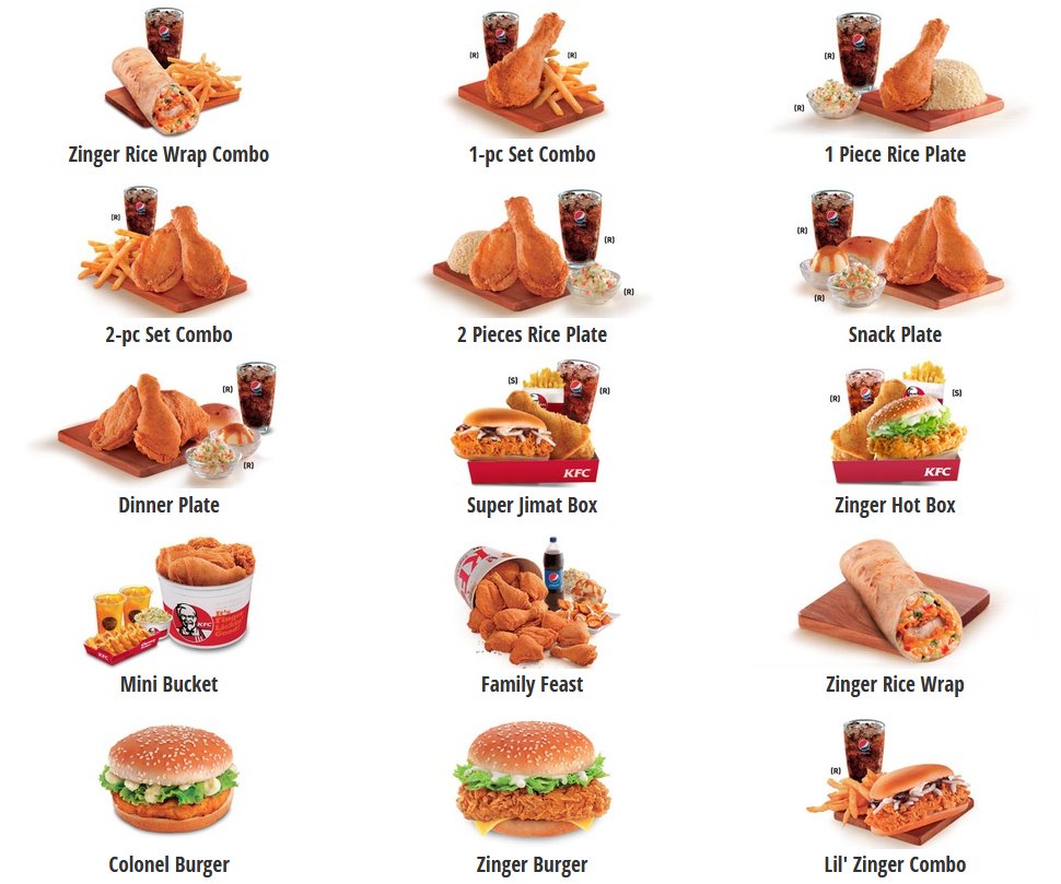 KFC selection