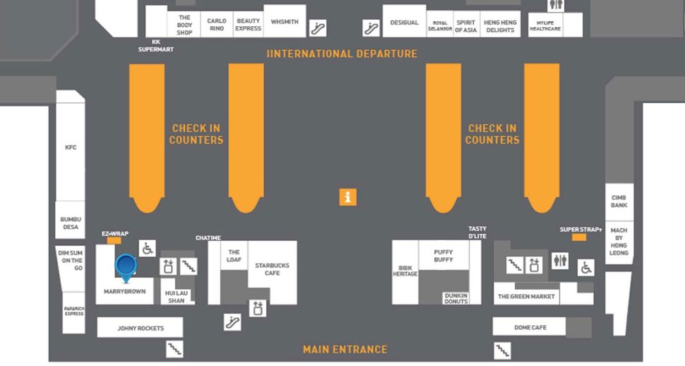 Location of Marrybrown at klia2 Departure Hall