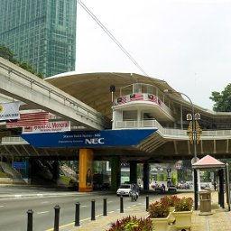 Bukit Nanas Monorail station near landmark Kuala Lumpur Tower