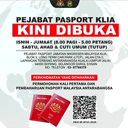 Updated working hours for Kuala Lumpur International Airport’s passport office