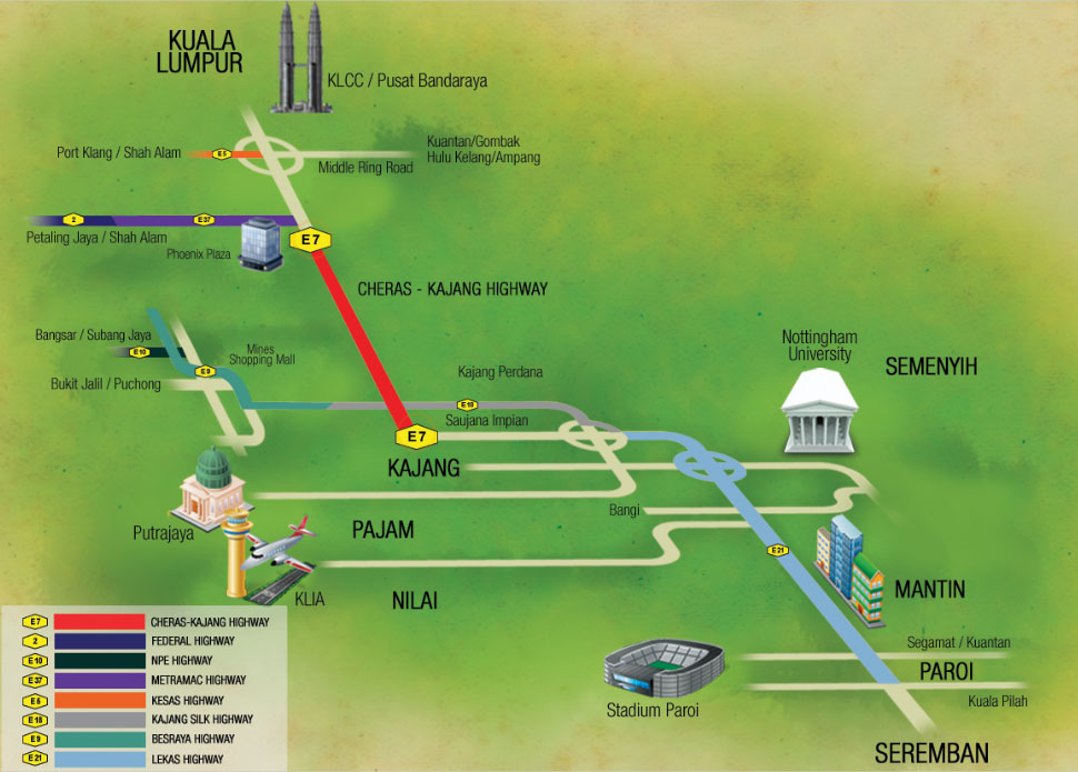 Grand Saga Expressway, Cheras-Kajang Expressway Map