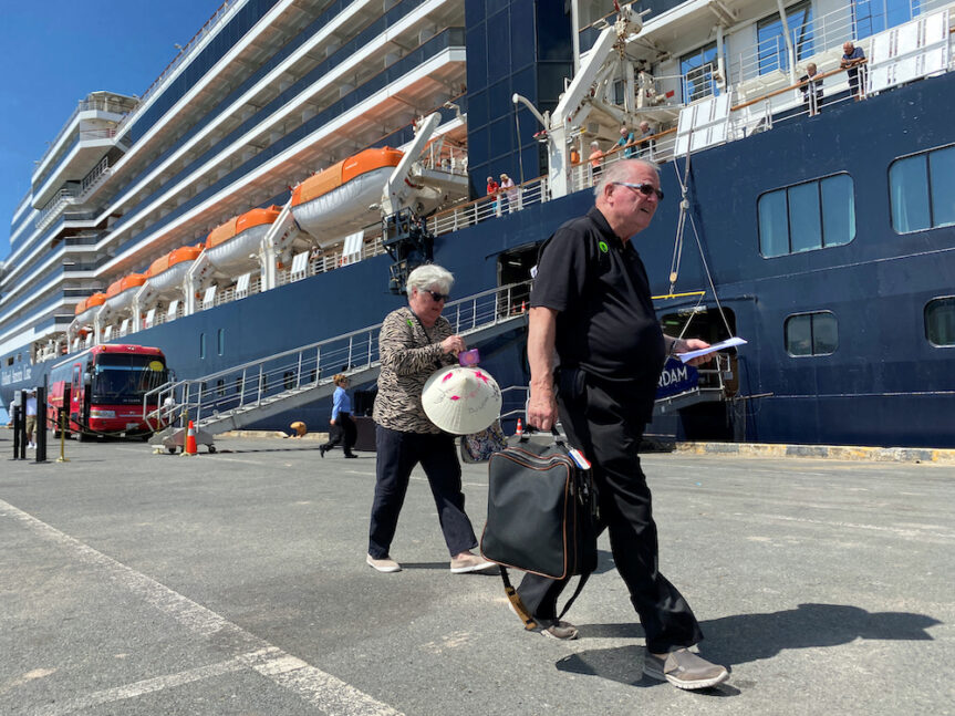 File photo of passengers leave the cruise ship MS Westerdam in the Cambodian port of Sihanoukville, February 15, 2020. — Reuters pic