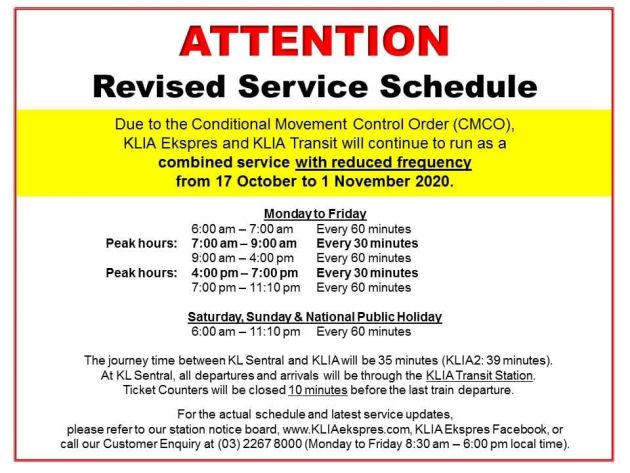 Revised service schedule