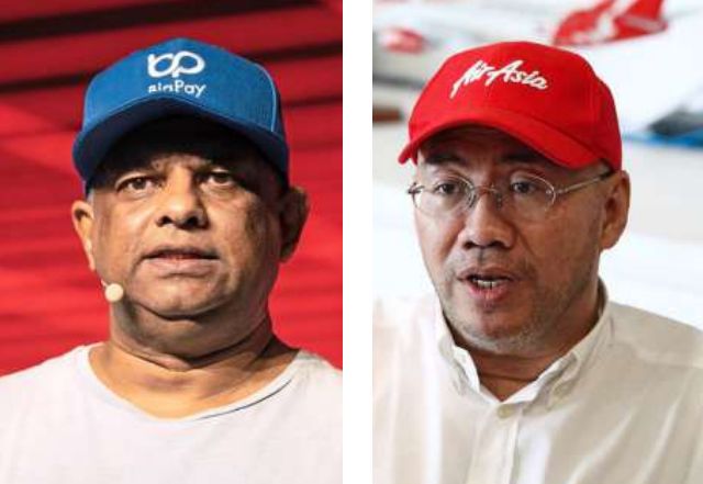 AirAsia founders Tan Sri Tony Fernandes and Datuk Kamarudin Meranun