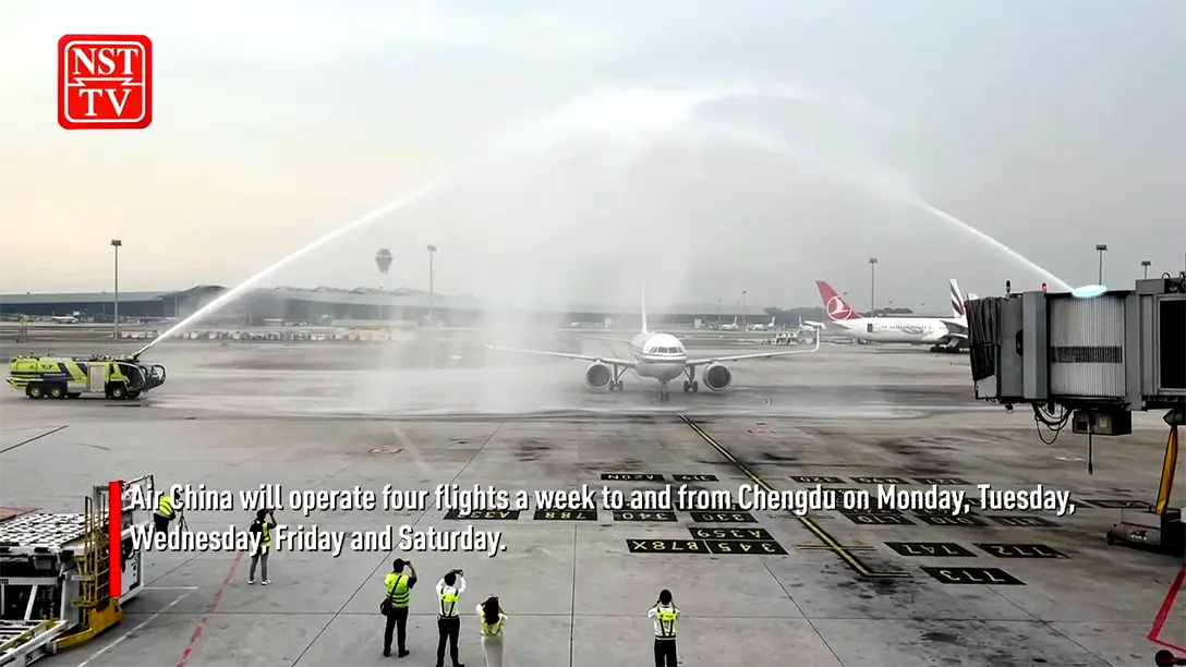 Air China flight CA483 seen arriving at the Kuala Lumpur International Airport.
