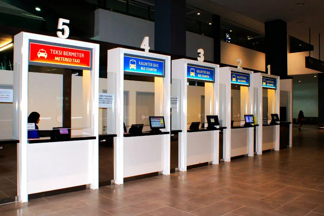 Ticket counters at klia2 transportation hub for ticket purchase