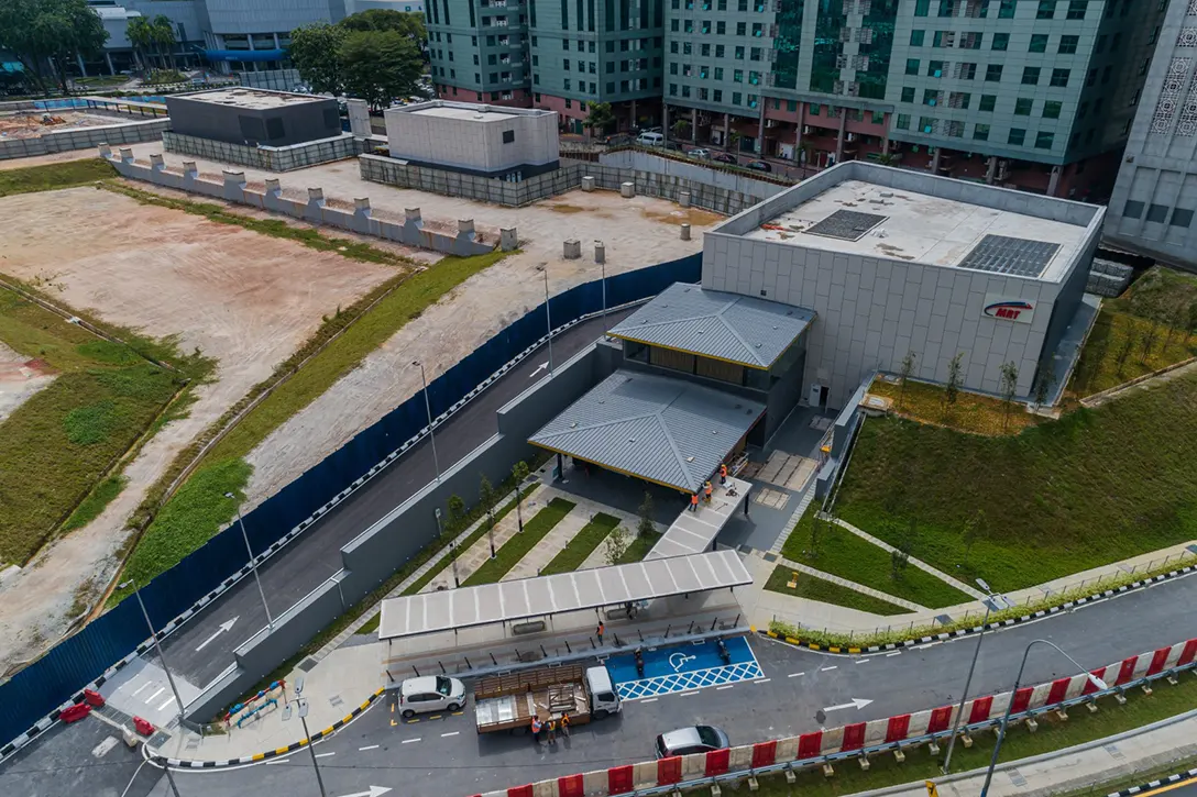 Aerial view of the Ampang Park MRT Station