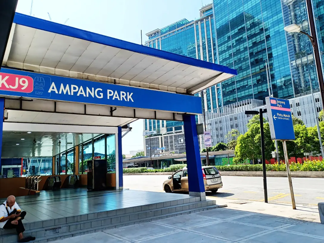 The entrance to the Ampang Park LRT station