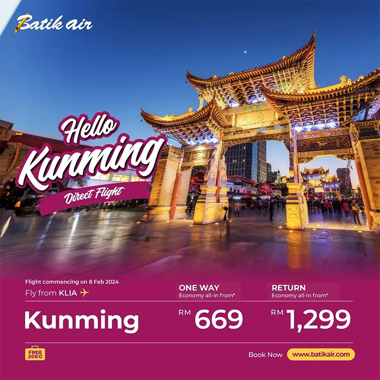 Kunming, one way all-in from RM669