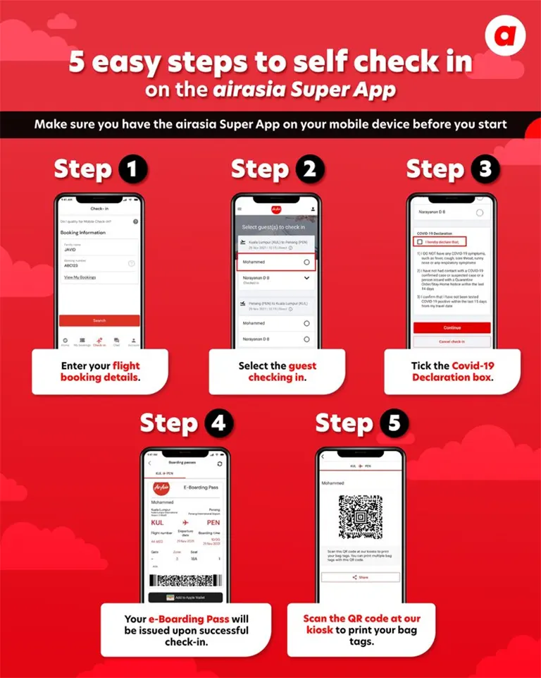 5 easy steps to complete self check in on the AirAsia Super App