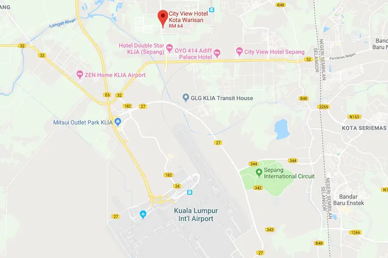 Location map of City View Hotel Kota Warisan